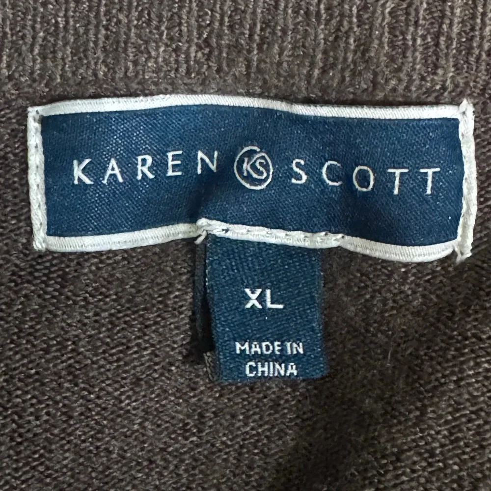 Karen Scott Cardigan Sweater Women XL Gray NWOT Pearl Button Long Sleeve Knit
